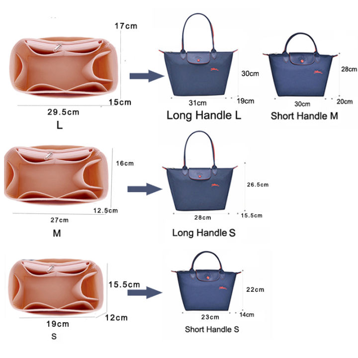 ออแกไนเซอร์สำหรับ-longchamp-felt-purse-ใส่กระเป๋าผู้หญิงแต่งหน้ากระเป๋าถือ-shapers-กระเป๋าเก็บเครื่องสำอาง-tote-inner-divider