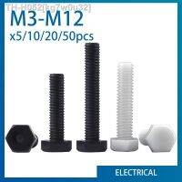 Black/ White Nylon Hexagonal Head Screw Plastic Insulated Bolt M3 M4 M5 M6 M8 M10 M12