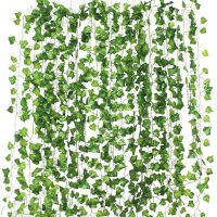 【cw】12pcs 2M Ivy Green Fake Leaves Garland Plant Vine Foliage Home Decor Plastic Rattan String Wall Decoration Artificial Plants ！