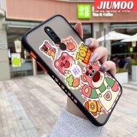 เคส JIUMOO สำหรับ Xiaomi Redmi Note 8 Note8 Pro Note 8T เคสลายหมีสตรอเบอร์รี่การ์ตูนบางๆดีไซน์ใหม่ขอบสี่เหลี่ยมด้านข้างกันกระแทกมีน้ำค้างแข็งโปร่งใสเคสมือถือแข็งปลอกซิลิโคนคลุมทั้งหมดเคสป้องกันกล้อง