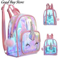 Transparent Jelly Backpacks Children Unicorn Schoolbag Glitter Sequins Backpacks Purse Kids School Bags Girls Satchel Mochila