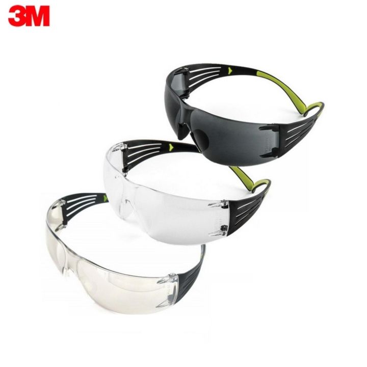 3M แว่นนิรภัย (แว่นเซฟตี้) 3เลนส์ Secure Fit SF400 เลนส์ใส ดำ I/O Safety Eyewear Protection
