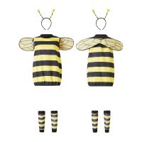 Bee Costumes For Women, Halloween Honey Bee Costume Adult Kids Little Bee Costume, Antennae Headband+Dress+Wings+Leg Warmers