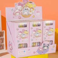 Kawaii Sanrio ชุดเครื่องเขียน ปากกาเจล หมึกสีฟ้า 0.5 มม. ลบได้ ด้ามจับล้างทําความสะอาดได้ ของขวัญสําหรับเด็ก 12 ชิ้น