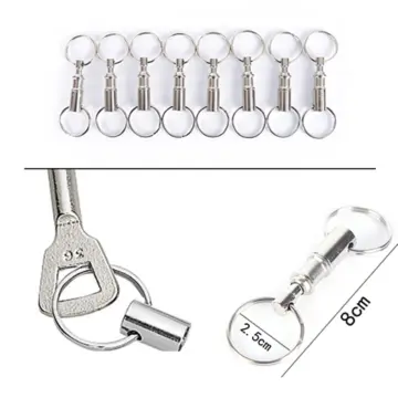 Removable Keyring Quick Release Keychain Dual Detachable Key Ring Snap Lock  Holder Steel Pull-Apart Key