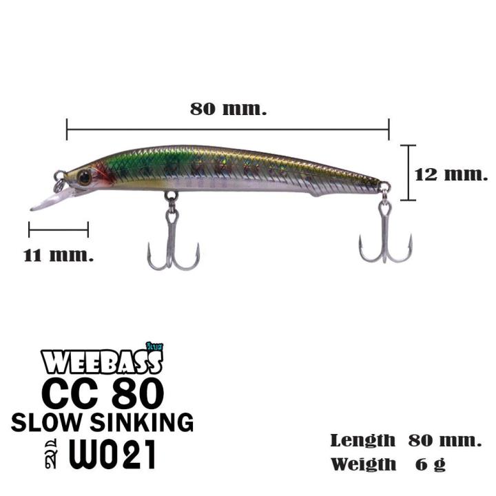 อุปกรณ์ตกปลา-weebass-เหยื่อปลั๊ก-รุ่น-cc80-slow-sinking-80mm-6g-เหยื่อปลอม-เหยื่อตกปลา