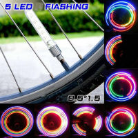 【❂Hot On Sale❂】 jiquao982515818 ยางวาล์วจักรยานตกแต่งคอแฮนด์น้ำหนักเบา5 LED กันน้ำจักรยานล้อแสงไฟนีออนกระพริบเรืองแสงในที่มืด7โหมดแฟลช