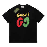 กราฟฟิตี Double G เสื้อแขนสั้นลายตัวอักษรเสื้อยืด Unisex แฟชั่นสต็อกฤดูร้อน