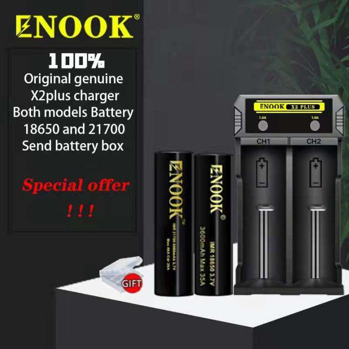 Enook X2 PLUS Quick Charging Battery USB Charger for 21700 Batteries