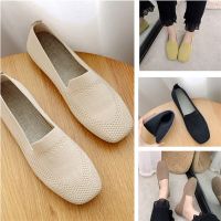 COD DSFEDTGETEER Ladies Plus Size Woven Loafers Daily Casual Pure Color Shallow Mouth Flat Slip on Womens Lazy Shoes