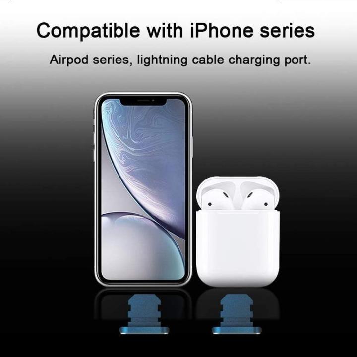 2ชิ้น-plug-anti-debu-อะลูมินัมอัลลอยสำหรับ-iphone-14-pro-max-13-12-mini-11-xs-8-plus-ipad-airpods-apple-ชุดฝาครอบพอร์ตไลท์นิ่ง