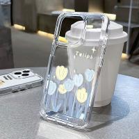 ANBV MALL เคสโทรศัพท์มือถือแบบใส ลายดอกทิวลิป สร้างสรรค์ สําหรับ Iphone 11 Pro Max 12 13 14 Pro Max 7 8 Plus SE2020 XR Xs Max Xs Plus Max XR Xs X 8plus 7p