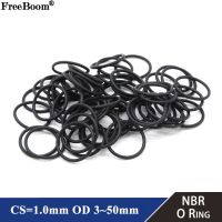 50 Buah NBR O Cincin Segel Paking Ketebalan CS 1Mm OD 3 50Mm Nitril Butadiena Karet Spacer Mesin Cuci Tahan Minyak Bentuk Bulat Hitam