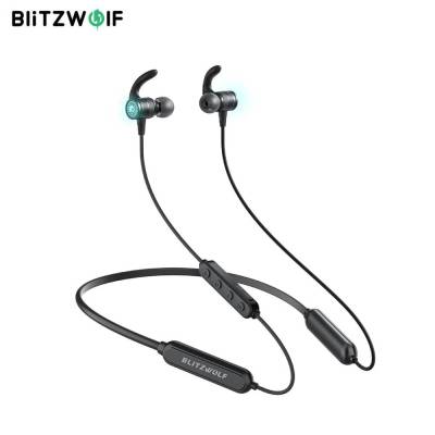 BlitzWolf Neck Mounted Wireless Earphones bluetooth Earphone Waterproof Stereo Bass in-ear Sports Earbuds Headset with Mic Power Points  Switches Save