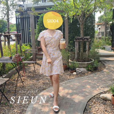 Floral yellow dress - เดรสสั้นลายดอก มินิเดรส เดรสสั้นผูกเอวเกาหลี