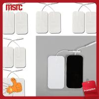 MSRC 20pcs ผ้าไม่ทอ + เจล แผ่นรองสิบชิ้น 2 "X4" สีขาวขาว แพทช์แผ่นอิเล็กโทรดแบบมีกาวในตัว อายุการใช้งานยาวนาน 2.0มม. แผ่นอะไหล่ทดแทน เครื่องนวดนวด