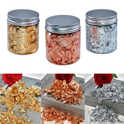 ♣☁ 1/3g Gold Foil Silver Copper Leaf Flakes Sequins Glitters Filling For DIY Epoxy Resin Gilding DIY Nail Art Resin Mold Fillings