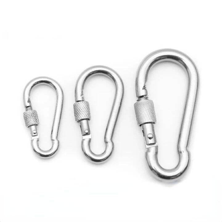 (BUY 1 TAKE 1) Carabiner Screw-Lock 10mm 12mm Spring Snap Hook Steel ...