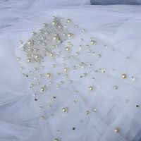 Ivory Bridal Veils with Pearls Beads Wedding Veil One Layers In Stock 1 Meter Bride Veil With Comb Peigne Mariage Glitters Hair Accessories