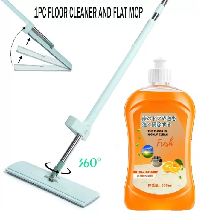1PC FLOOR CLEANER AND FLAT MOP 001Flat Mop Free Hand Washing Squeeze