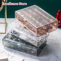 Multi-compartment storage box earring box 2-layer jewelry box earring storage box small jewelry with lid dust-proof large capacity box double-layer jewelry box