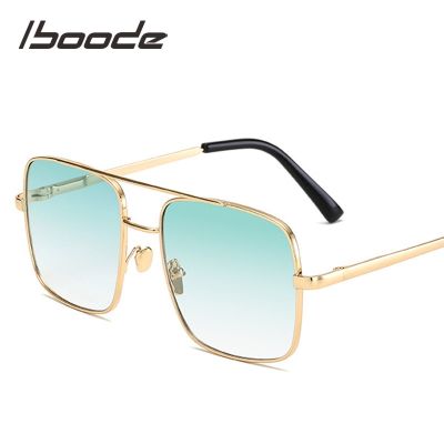 iboode New Brand Design Double Beam Square Sunglasses Men Women UV400 Travel Driving Fashion Eyeglasses Female Gafas De Sol