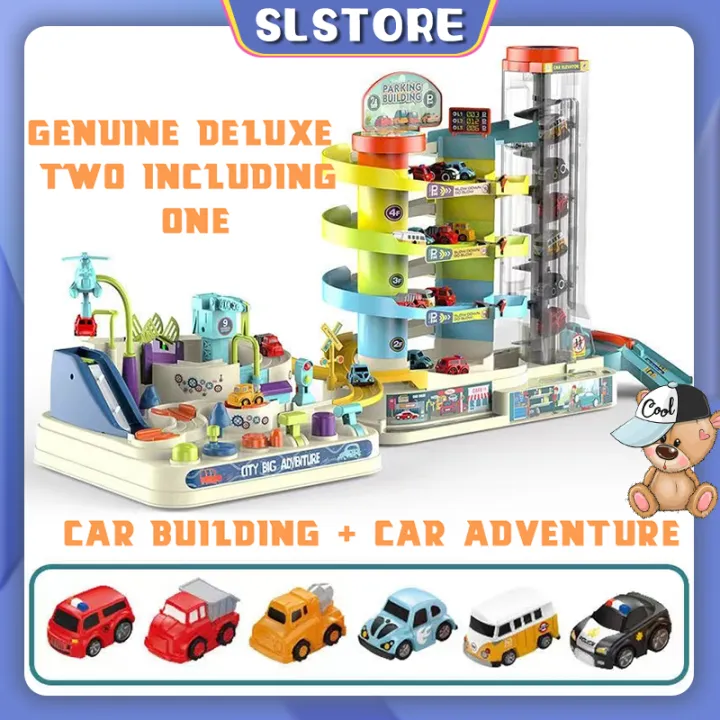 car building toy car Revolving Building Breakthrough Track Parking Lot ...