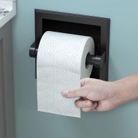 Black Recessed Toilet Paper Holder Wall Mount Made of Metal  In Wall Toilet Paper Holder Black with Mounting Bracket Toilet Roll Holders