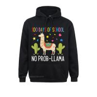 Hoodies Happy 100 Days Of School No Probllama Shirt Llama Alpaca Summer Long Sleeve Male Sweatshirts Classic Clothes Retro Size XS-4XL