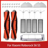 แปรงหลักผ้าเช็ดพื้นตัวกรอง HEPA สีขาวสำหรับ Roborock S6 S5 S60 S65 S5 S50 S55 E25 E35อะไหล่เครื่องดูดฝุ่น