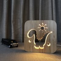 ❂ LED 3D Wood Light dinosaur apatosaurus Lamp USB Operated Mood Lamp 3D Luminaria Baby Lamp Birthday Gifts For Kids Bedroom Decor