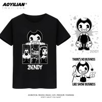 Bandy and the ink machine แขนสั้น bendy เกมอุปกรณ์ต่อพ่วงพิมพ์เสื้อยืดผ้าฝ้ายแท้หลวมเสื้อผ้าผู้ชายและผู้หญิงครึ่งแขน เสื้อยืดคุณภาพดี