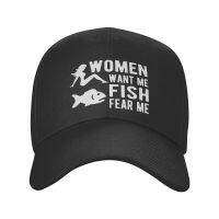 Custom Women Want Me Fish Fear Me Baseball Cap Men Women Adjustable Funny Fishing Dad Hat Sports Snapback Caps Summer Hats