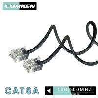 COMNEN ขั้วต่อ Rj45สายแพทช์ Cat6a สีดำแลนอีเทอร์เน็ตสายแพทช์สายเชื่อมต่อเครือข่ายบูตสั้น UTP สำหรับแล็ปท็อป