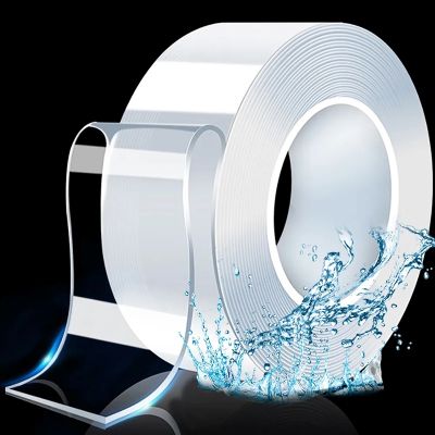 Pita Nano sisi ganda hiasan mobil dapur kamar mandi panjang 1m/2m/3m/5m transparan tahan air dapat digunakan kembali