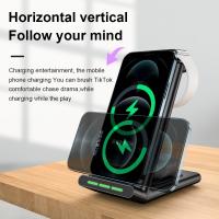 ❣□℡ 15W Wireless Fast Charge 3 in 1 Charing Stand Holder for iPhone for Android for Apple Watch for Airpods Stand Wireless Charger