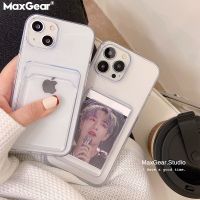 Transparent TPU Card Slot Wallet Case For iPhone 14 13 11 12 Pro Max Mini XS Max XR X XS 8 7Plus SE Soft Clear Card Holder Cover