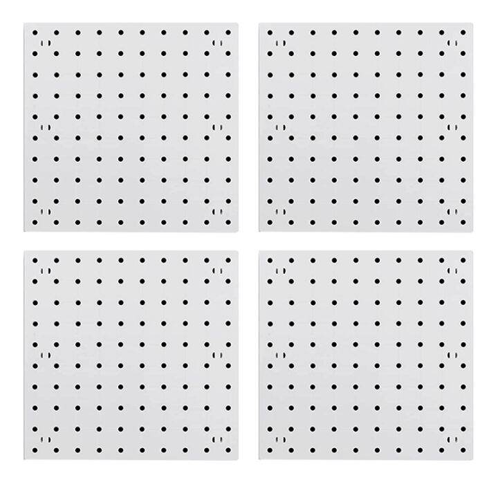 MYLA3P 4 Piece Wall Hanging Pegboard Wall Organizer White Pegboard for
