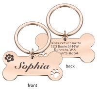 ◈๑✠ Pets Id Tag Collars Anti-Lost Dog Customized Puppy Stainless Steel Keychain Personalized Engraving Pet Cat Dog Name Tags