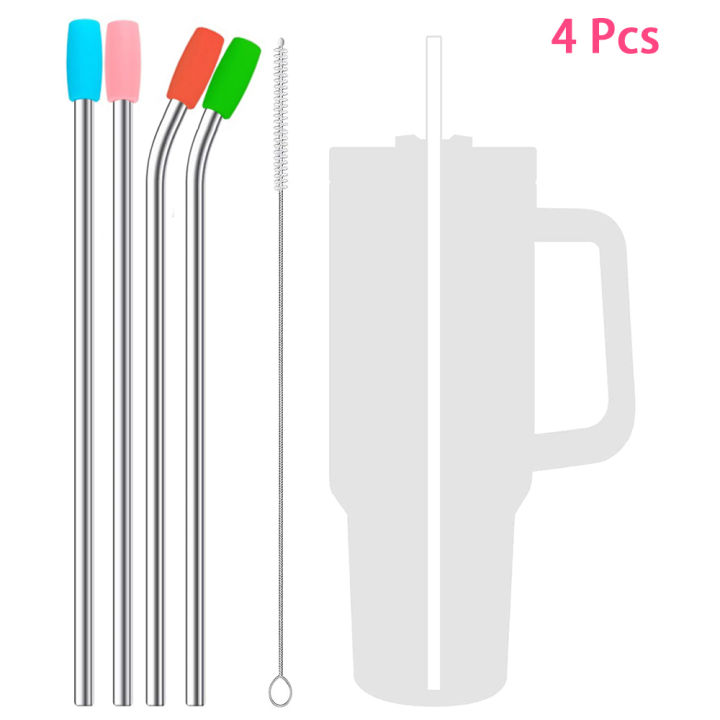 4 PCS Stainless Steel Replacement Straws for Stanley 40oz Cup, Reusable  Straws Compatible with Stanley Adventure Quencher Travel Tumbler, Durable  Cup