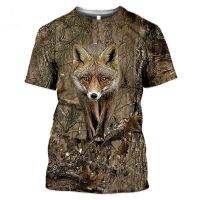 Camouflage Hare animals boy hunting 3D T-shirt summer leisure mens T-shirt fashion street womens pullover short sleeve