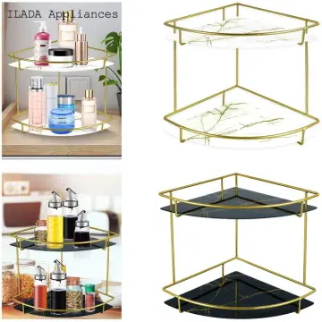 2-Tiers/3Tiers Circle Bathroom Organizer Countertop: Bathroom Counter  Organizer ABS+PET Counter Organizer Corner Shelf for Makeup Vanity Tray  Coffee Stand Kitchen Spice Rack Cosmetics Organizer Vanity Storage Shelf  Rack for Bathroom Bedroom Kitchen