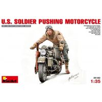 โมเดลประกอบ MiniArt 1/35 MI35182 U.S.SOLDIER PUSHING MOTORCYCLE