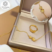 Viviann Bộ Trang Sức Nhẫn Vòng Tay Quả Đào Chính Hãng Nhẫn Mạ Vàng 14K Cho