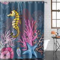 Ocean Life Hippocampus Waterproof Shower Curtains Jellyfish Curtains in the bathroom Bath curtain Bath Screens For bathroom