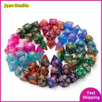 JIYAN2866 7Pcs/set อะคริลิค 7-Die สำหรับ TRPG DND D12 D20 ลูกเต๋า DND ลูกเต๋าเกม ลูกเต๋าหลายด้าน เกมตาราง