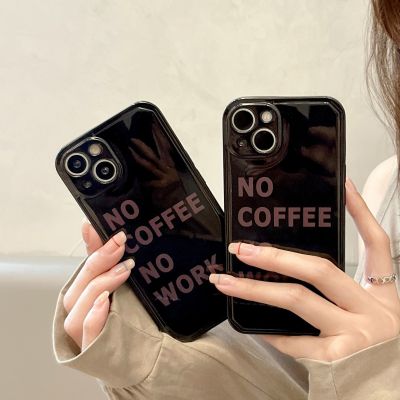 กาแฟที่เรียบง่าย ins ตัวอักษรภาษาอังกฤษกรณีโทรศัพท์สำหรับ iPhone12Pro เคสโทรศัพท์แฟชั่นเกาหลีสำหรับ iPhone13Promax เคสโทรศัพท์ซิลิโคนสีดำสำหรับ iPhone11 เคส iPhone14pro