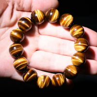 สีเหลืองธรรมชาติ Tiger Tiger S Eye อัญมณีรอบลูกปัดคริสตัลยืด16มม. 14มม. 12มม. 10มม. ผู้หญิงผู้ชายสร้อยข้อมือ AAAAAA