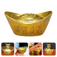 Ingot Chinese Wealth Gold Yuan Bao Ingots Lucky Statue Money Golden Luck Ornament Decor Figurine Fortune Decoration Ancient Tone