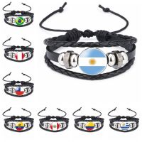 Popular Jewelry Glass Pendant Leather Bracelet South American Countries Multi-layer Woven Bracelet Argentina  Brazil Replacement Parts